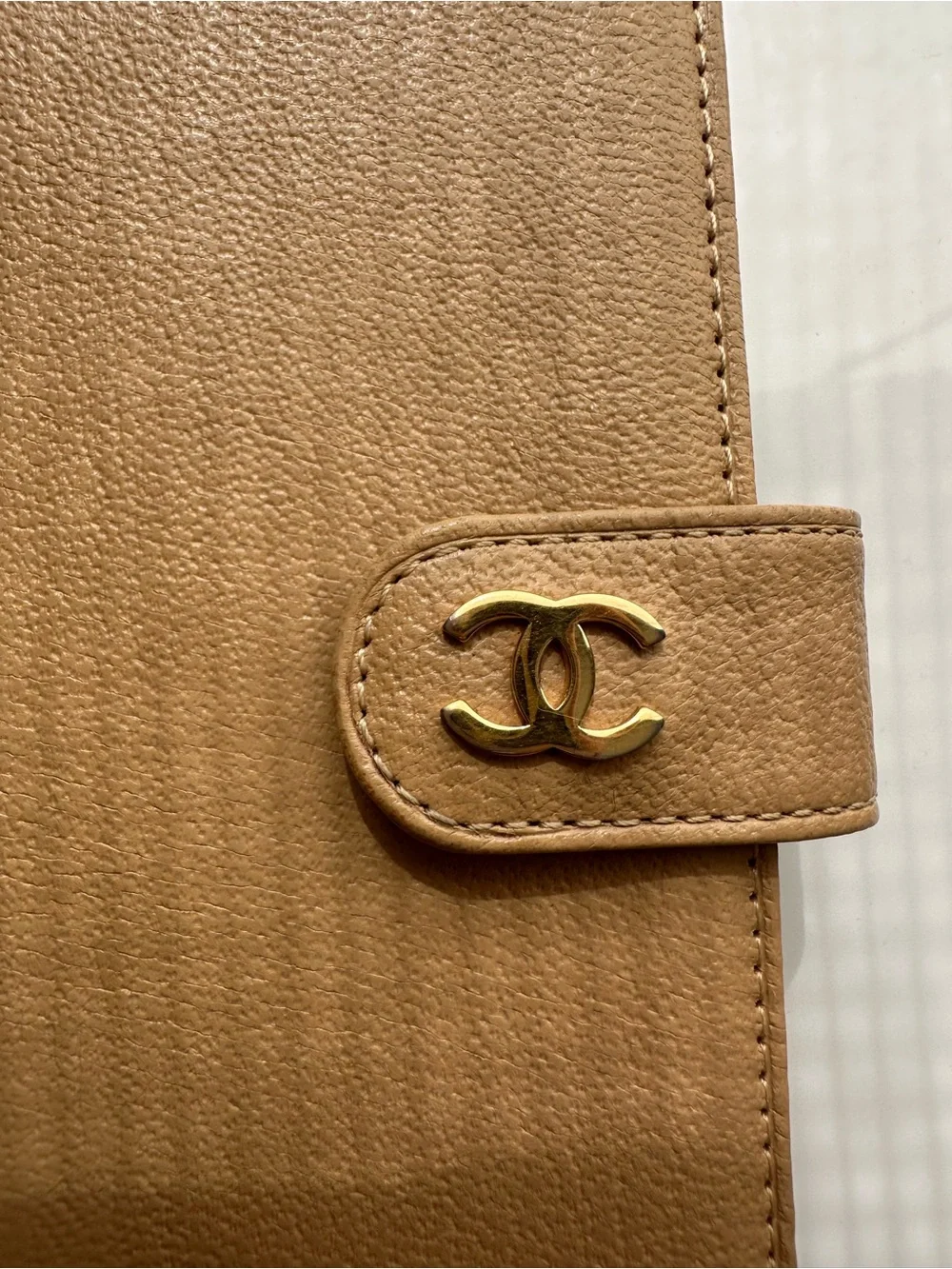 CHANEL Tan Leather Agenda Cover with Gold CC Snap (vintage)
